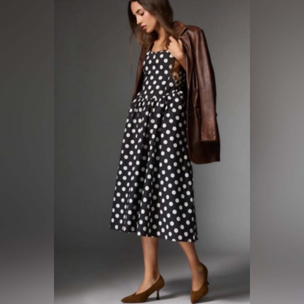 TCEC polka dot midi NWT